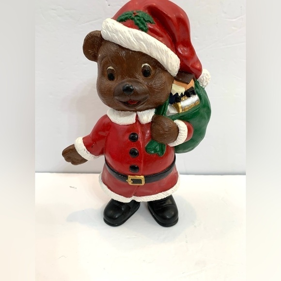Vintage Hand-painted Ceramic Santa Teddy Bear 9” - Picture 2 of 5